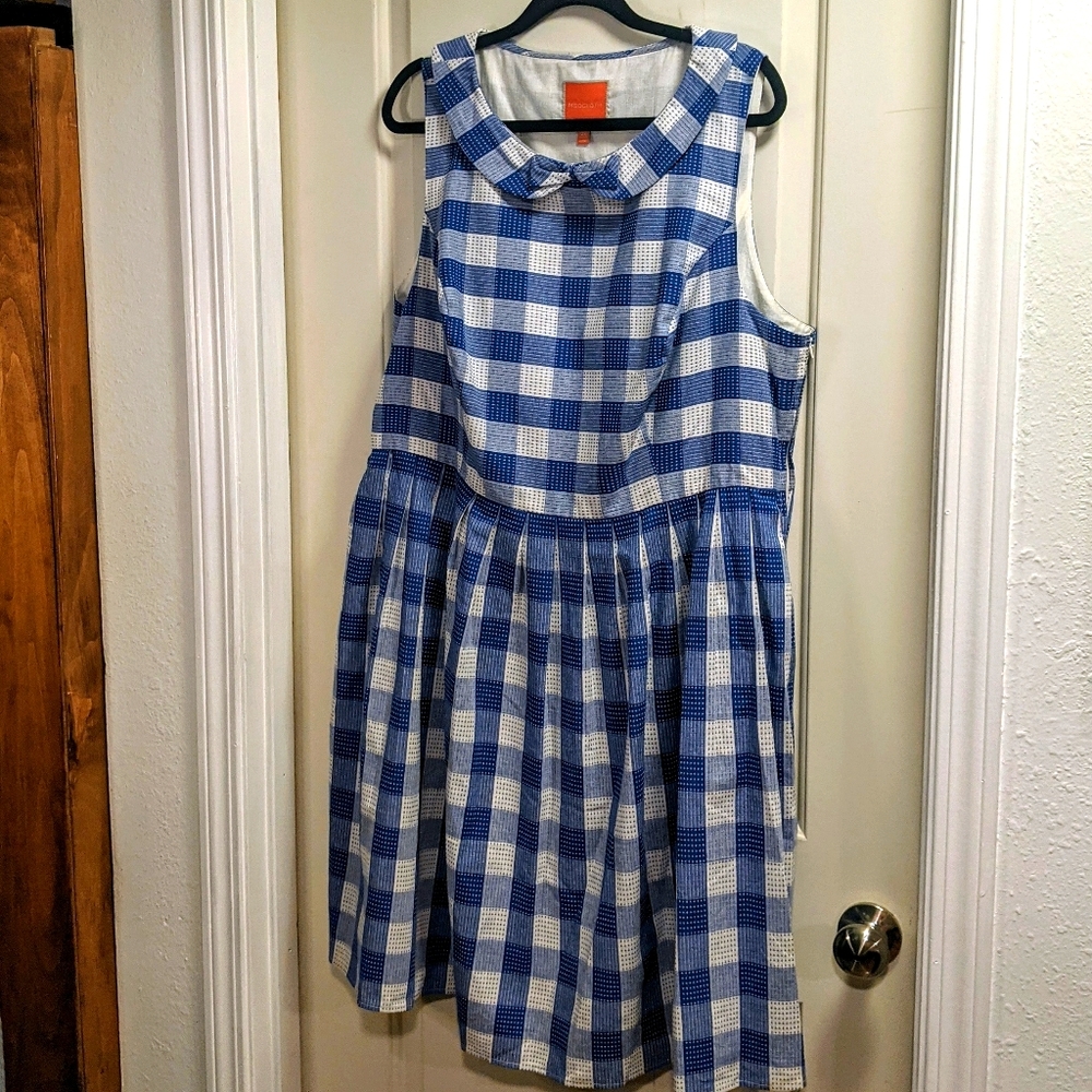 Modcloth Checkered Peter Pan Collar Dress 2x